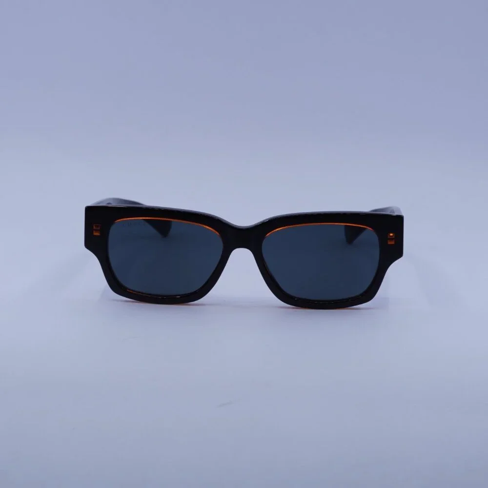 Gucci GG1794S 003 Sunglasses Transparent Orange/Black Square Frame, Blue Lenses - Picture 3 of 12